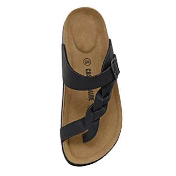 CUSHIONAIRE Women's Libby Cork footbed Sandal with +Comfort and Wide Widths Available, Black 9