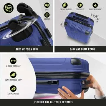 Kenneth Cole REACTION Out of Bounds Lightweight Hardshell 4-Wheel Spinner Luggage, Cobalt Blue, 2-Piece Set (20" & 28")