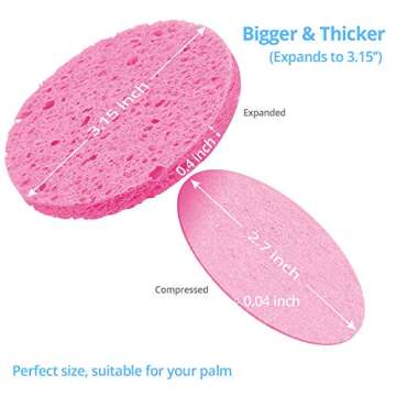 Natural Facial Cleansing Sponges- 20 Count Compressed Facial Sponges Cellulose Reusable Soft Cosmeti...