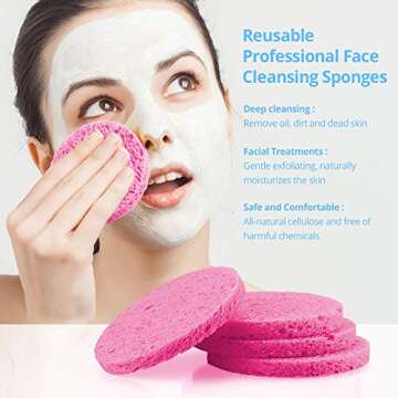 Natural Facial Cleansing Sponges- 20 Count Compressed Facial Sponges Cellulose Reusable Soft Cosmetic Esponjas para Faciales for Professional Makeup Removal, Facials Spa, Exfoliator, Skin Massage