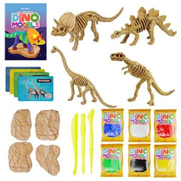 Dino Models, Clay Craft Kit - Dinosaur Arts and Crafts for Kids - Easter Gifts for Boys & Girls - Bu...