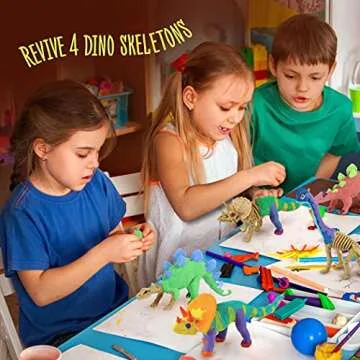 Dino Models, Clay Craft Kit - Dinosaur Arts and Crafts for Kids - Easter Gifts for Boys & Girls - Build 4 Dinos with Air Dry Magic Modeling Model Set Ages 3, 4, 5, 7, 8+ Boy or Girl