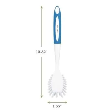 Amazer Dish Brush with Handle, 2 Pack Kitchen Scrub Brushes for Cleaning, Dish Scrubber with Stiff Bristles for Sink, Pots, Pans