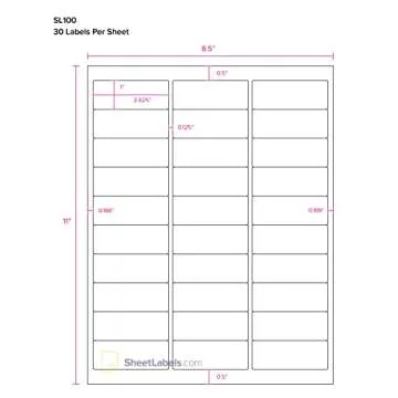 Mailing Address Labels from SheetLabels.com, 1" x 2-5/8", Laser or Inkjet Printable, 30-Up FBA Labels, Easy to Peel, 750 Labels - 25 Sheets