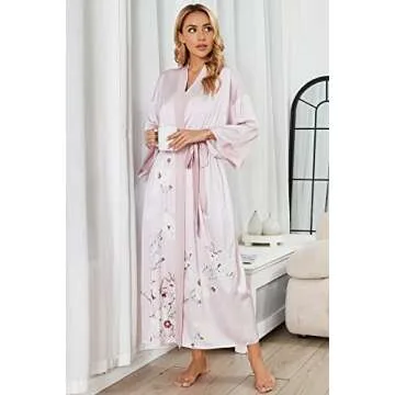 Elegant Pink Silk Robe Kimonos for Women - Bridal Gifts