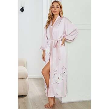 Elegant Pink Silk Robe Kimonos for Women - Bridal Gifts