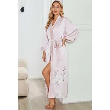 Elegant Pink Silk Robe Kimonos for Women - Bridal Gifts