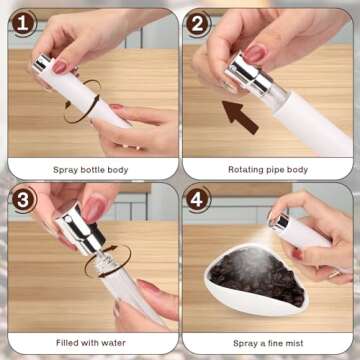 FWUNYVN 4Pcs Coffee Bean Dosing Cup, Spray Bottle, Spoon and Stirrer Tool Set, Coffee Bar Accessories Ceramic Espresso Dosing Funnel Spray Bottle for Reducing Coffee Static, Coffee Lover Gift (White)