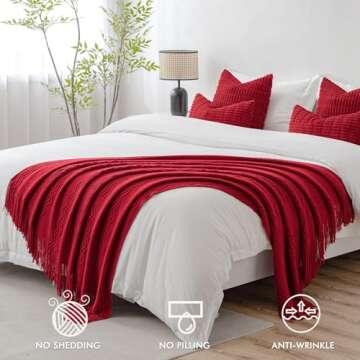 MIULEE Cozy Red Knitted Throw Blanket for All Occasions