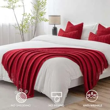 MIULEE Cozy Red Knitted Throw Blanket for All Occasions