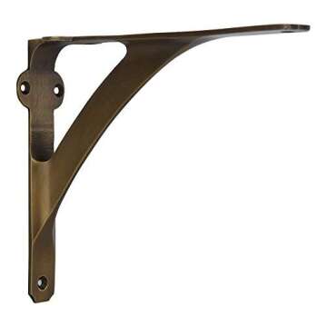 A29 Brass Shelf Brackets for 6", 8", 10" Shelves, 7.88" x 5.88" - Heavy Duty Brass Shelf Bracket - L...