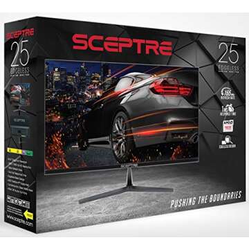 Sceptre E255B-1658A 25" FHD 1080p 165Hz 144Hz 1ms AMD FreeSync gaming LED Monitor 2x HDMI 2.0 1x Dis...