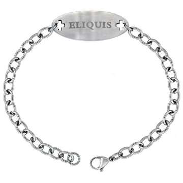 Sleek Surgical Steel ELIQUIS Medical Alert Bracelet for Any Occasion