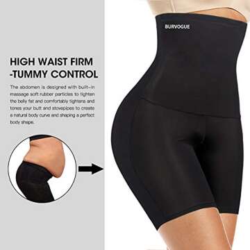 Burvogue Shapewear for Women Tummy Control-Butt Lifter High Waisted Shaper Shorts (Black, XL(Waist 31"-32.7"))