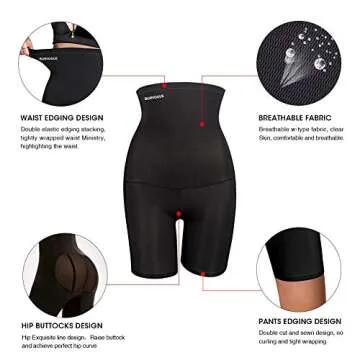 Burvogue Shapewear for Women Tummy Control-Butt Lifter High Waisted Shaper Shorts (Black, XL(Waist 31"-32.7"))