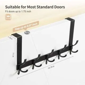 Over The Door Hooks for Hanging, Over The Door Hanger, Over The Door Towel Rack for Bathroom with 5 ...