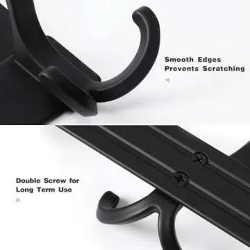 Over The Door Hooks for Hanging, Over The Door Hanger, Over The Door Towel Rack for Bathroom with 5 Triple Coat Hooks, Door Hanger Hooks Towel Hanger (Black, 1 Pack)
