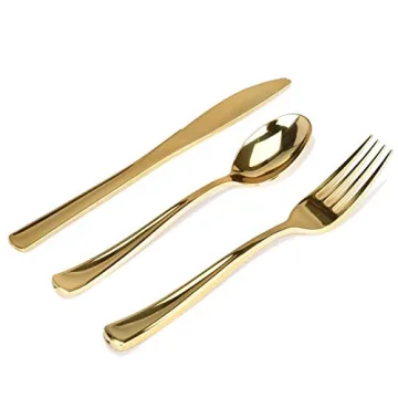 Elegant Gold Plastic Silverware Set - 160 Pieces for Events