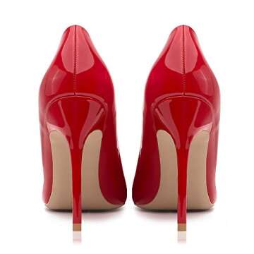 GENSHUO High Heel, 10cm/3.94 Inch Stiletto High Heel Shoes for Women Pointed Toe Party Evening Dress Pumps Prom Red 7
