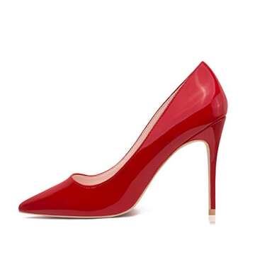 GENSHUO High Heel, 10cm/3.94 Inch Stiletto High Heel Shoes for Women Pointed Toe Party Evening Dress Pumps Prom Red 7
