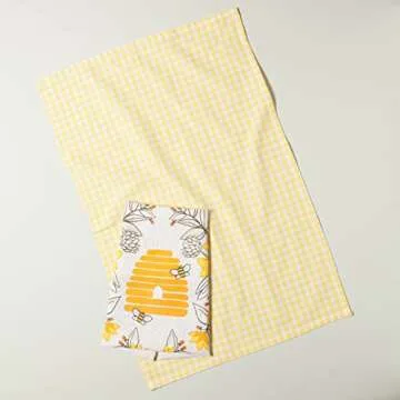 Now Designs Kitchen Tea Towel, Bees - 18 x 28 in | Set of 2