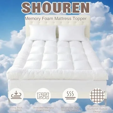 SHOUREN 4 Inch Memory Foam Mattress Topper for Comfort