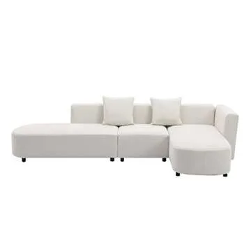 Merax Luxury Modern Living Room Sofa Upholstery Sectional Couch with Chaise 3-Piece Set, L Shape Love Seats, Beige