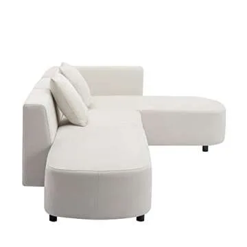 Merax Luxury Modern Living Room Sofa Upholstery Sectional Couch with Chaise 3-Piece Set, L Shape Love Seats, Beige