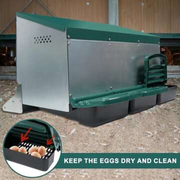 Chicken Nesting Box, 3 Holes Nesting Boxes for Chickens, Heavy Duty Metal Chicken Laying Boxes, Roll...