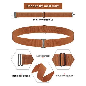 SATINIOR 2/3/4 Pack Women Elastic Stretch Belt Invisible Belts with Flat Buckle for Jeans Pants Dresses(Black White Grey Brown,4 Pack)