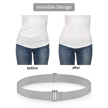 SATINIOR 2/3/4 Pack Women Elastic Stretch Belt Invisible Belts with Flat Buckle for Jeans Pants Dresses(Black White Grey Brown,4 Pack)