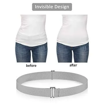 SATINIOR 2/3/4 Pack Women Elastic Stretch Belt Invisible Belts with Flat Buckle for Jeans Pants Dresses(Black White Grey Brown,4 Pack)