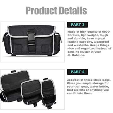 Danti Seat Back Storage Bags Replace OEM 82215429 Molle Bags for 2018 2019 2020 2021 Jeep Wrangler JL Rubicon