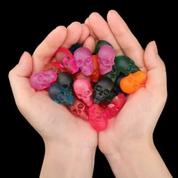 Juome Gummy Skull Silicone Candy Molds, 2 Pack Mini Skull Gummie Chocolate Molds with Dropper for Halloween Gummies, Candies, Jello, Chocolate