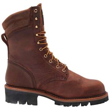 Thorogood Logger Series 9” Waterproof Insulated Steel Toe Work Boots for Men - Premium Leather with 400g Thinsulate and Vibram Slip-Resistant Heel Outsole, Trail Crazyhorse - 9.5 XW US