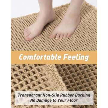Upgraded Waffle Runner Rug, Super Absorbent Non Slip Bath Mats for Bathroom Floor, Machine Washable Bathroom Runner Rug with Tassels, Ideal for Hallway Bedroom Laundry Room, Brown, 2'x 6'(24" x 72")