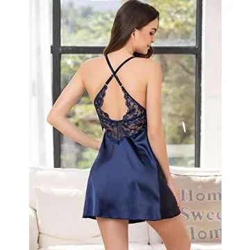 Avidlove Navy Lace Chemise Sleepwear for Women 18-100