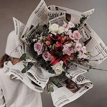 BBJ WRAPS Vintage Newspaper Flower Wrapping Paper