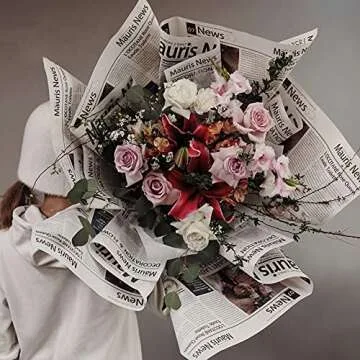 BBJ WRAPS Vintage Newspaper Flower Wrapping Paper
