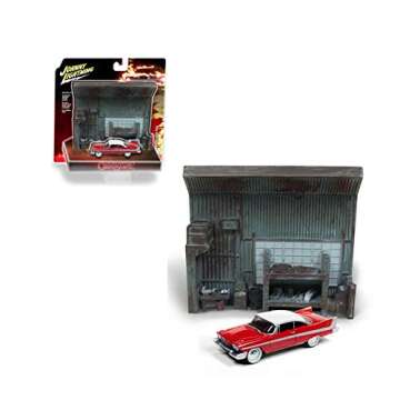Johnny Lightning JLSP032-24 1:64 Diorama - Christine - 1958 Plymouth Fury with Garage Resin Façade,...