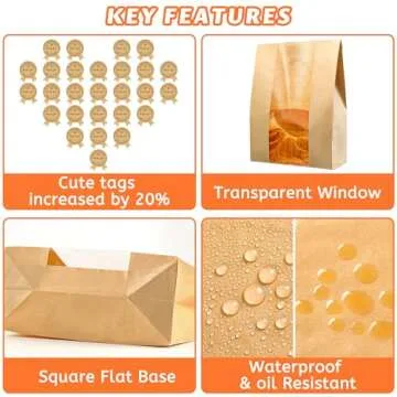 25 Pcs Premium Bread Bags with Cute Sealing Stickers
