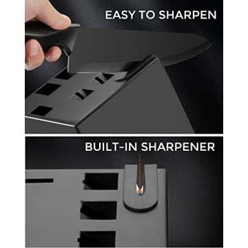 syvio Block Knife Set, 15 Pcs Kitchen Knife Set with Block and Sharpener, with Heavy Poultry Shears and 6pcs Serrated Steak Knives Razor-Sharp, Stainless Steel, Lightweight, Anti-Slip Handle