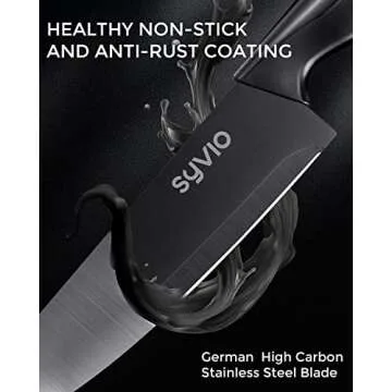 syvio Block Knife Set, 15 Pcs Kitchen Knife Set with Block and Sharpener, with Heavy Poultry Shears and 6pcs Serrated Steak Knives Razor-Sharp, Stainless Steel, Lightweight, Anti-Slip Handle