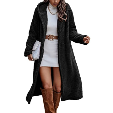 PRETTYGARDEN Women's Winter Fleece Coats - Stylish & Warm Hooded Jacket (Black, Medium)