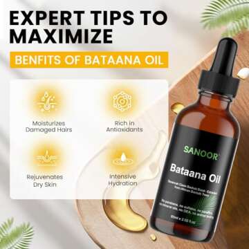 SANOOR African Batana Oil - 100% Pure & Cold-Pressed - Organic Savannah Oasis Formula for Hair Care, Skin Care & Massage - Nutrient-Infused Hair Butter - 2.02oz (60ml)