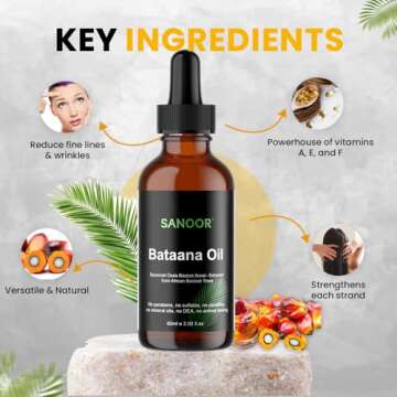 SANOOR African Batana Oil - 100% Pure & Cold-Pressed - Organic Savannah Oasis Formula for Hair Care, Skin Care & Massage - Nutrient-Infused Hair Butter - 2.02oz (60ml)