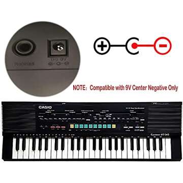 WindSwallow 9V Power Adapter for Casio Keyboards with 8.2ft Cord and Safety Features