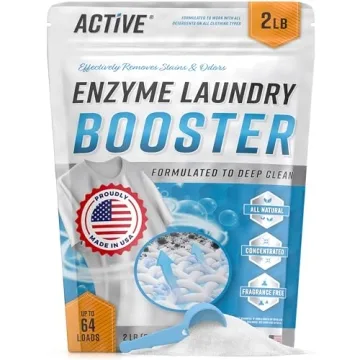 Enzyme Laundry Booster Odor Remover - Natural Unscented Stain Cleaner Powder - 64 Laundry Loads