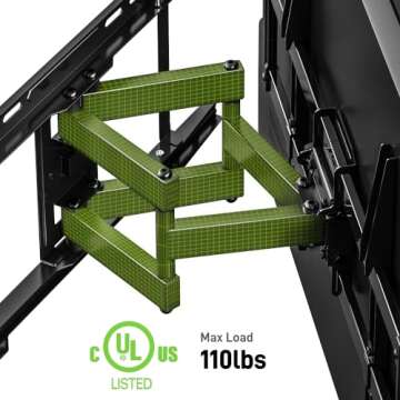 USX MOUNT UL Listed TV Wall Mount for 42"-85" TVS, Fits 16" 18" or 24" Studs, Full Motion TV Mount Swivel Tilt Extension TV Bracket with Dual Articulating Arms, Max VESA 600x400mm, Load 110lbs