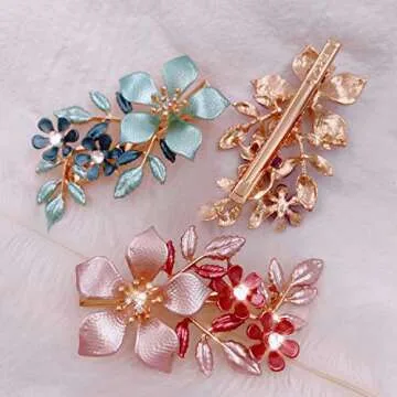 Luxurious Flower Hair Clips Set for Women & Girls